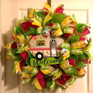 Homemade Spring Camper Welcome Wreath